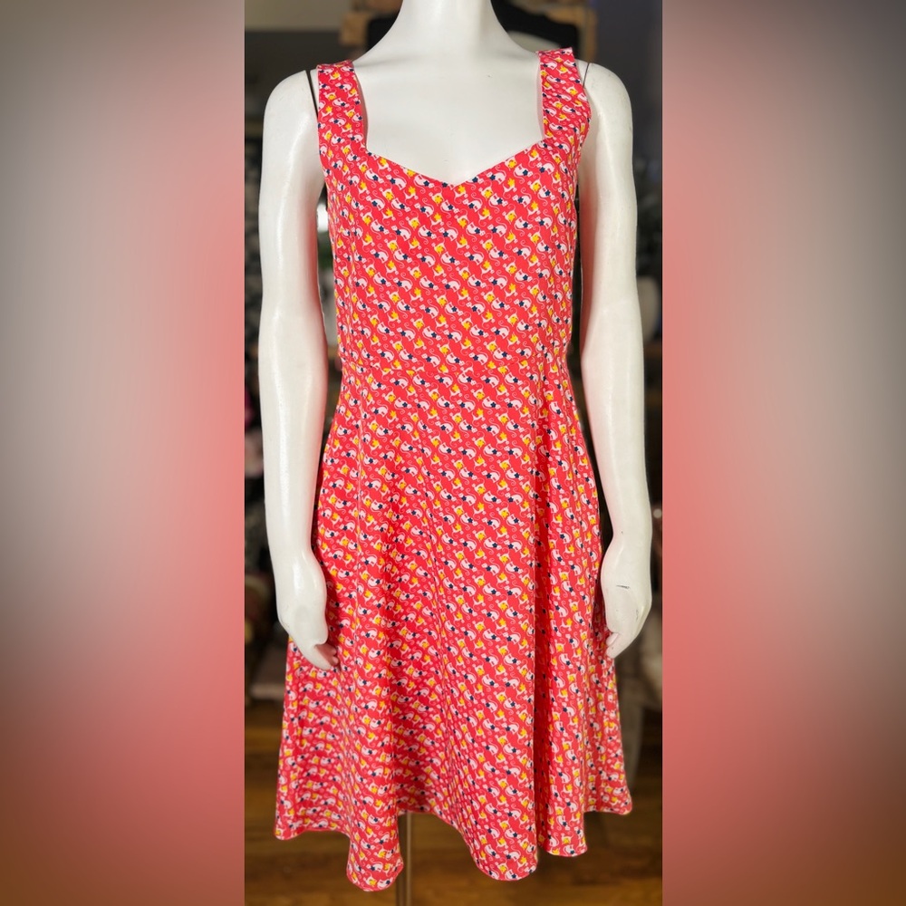 Paul & Joe Sister Coral Pink ScopyCat Sleeveless Dress w/ Pockets, Sz 6/FR38